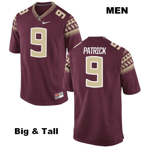 Men's NCAA Nike Florida State Seminoles #9 Jacques Patrick College Big & Tall Red Stitched Authentic Football Jersey BTX6169TV